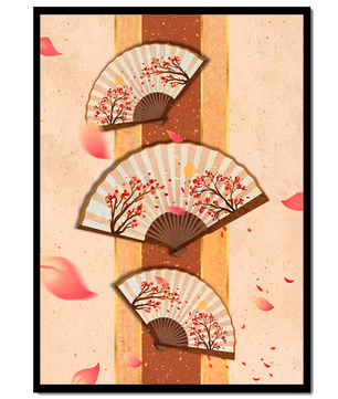 Elegant Japanese Fans with Cherry Blossom Design on Textured Background - Mi tienda