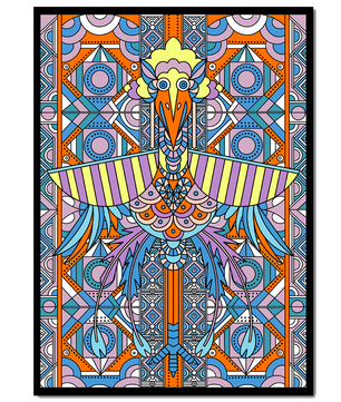 Oiseau géométrique coloré avec motifs détaillés
