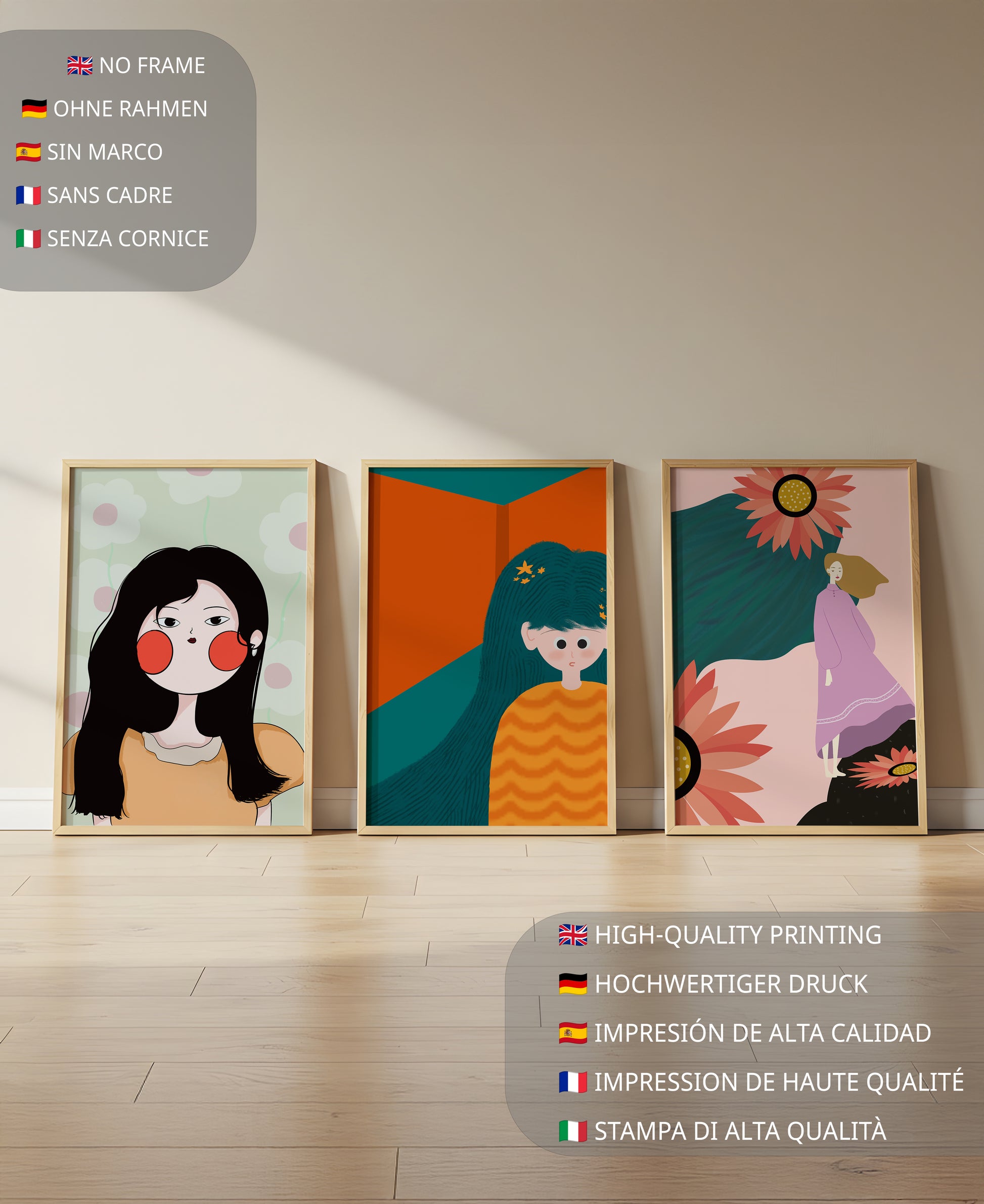 Art moderne coloré en trois designs verticaux