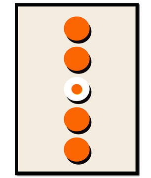 Vertical Arrangement of Orange and White Circles with Shadows on a Light Background - Mi tienda