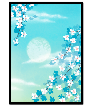 Flores primaverales serenas contra un cielo pastel con suave luz solar