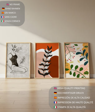 Ensemble d’art moderne abstrait en bois clair sans cadre