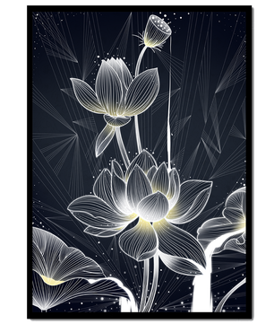 Elegant Abstract Lotus Flowers with Geometric Patterns