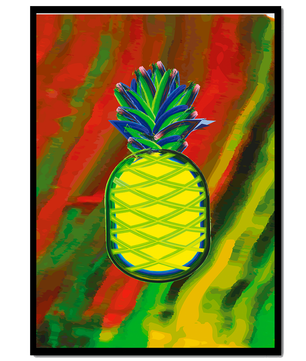 Piña abstracta colorida con fondo vibrante