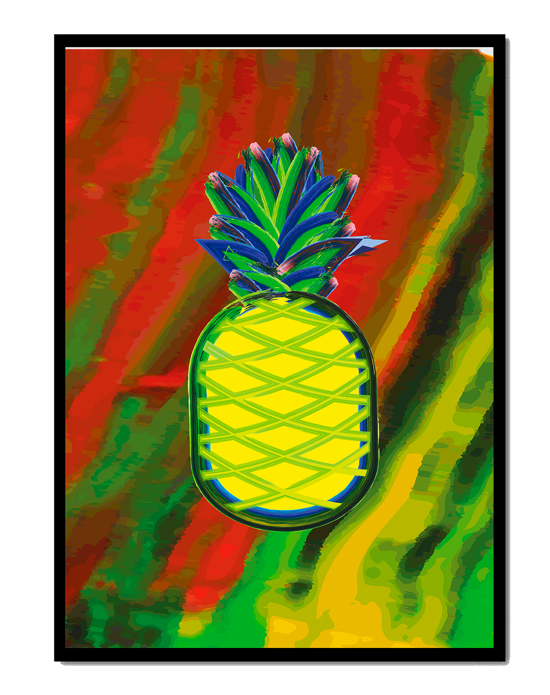 Piña abstracta colorida con fondo vibrante