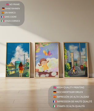 Conjunto de Lienzos de Arte Infantil y Escenas Urbanas