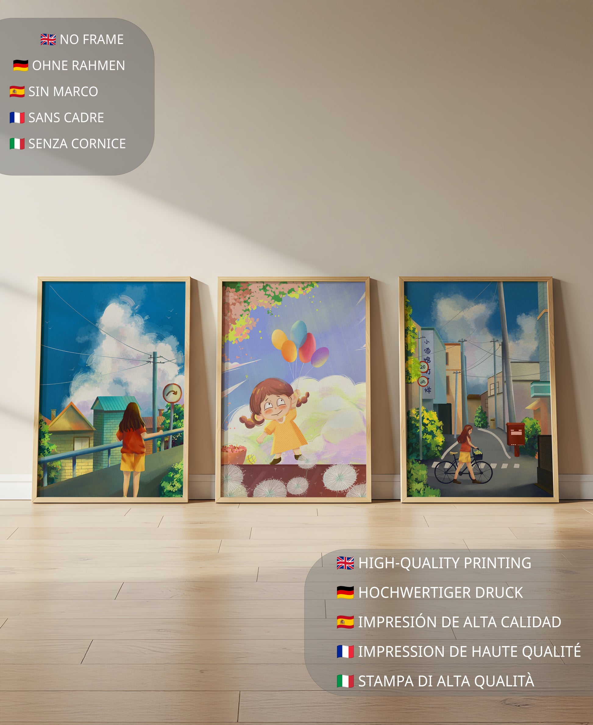 Conjunto de Lienzos de Arte Infantil y Escenas Urbanas