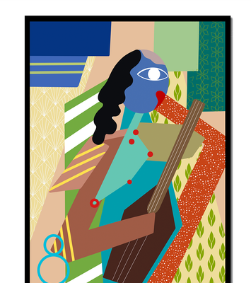 Colorful abstract geometric art with musical theme