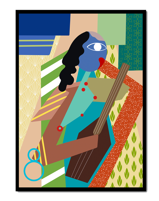 Colorful abstract geometric art with musical theme
