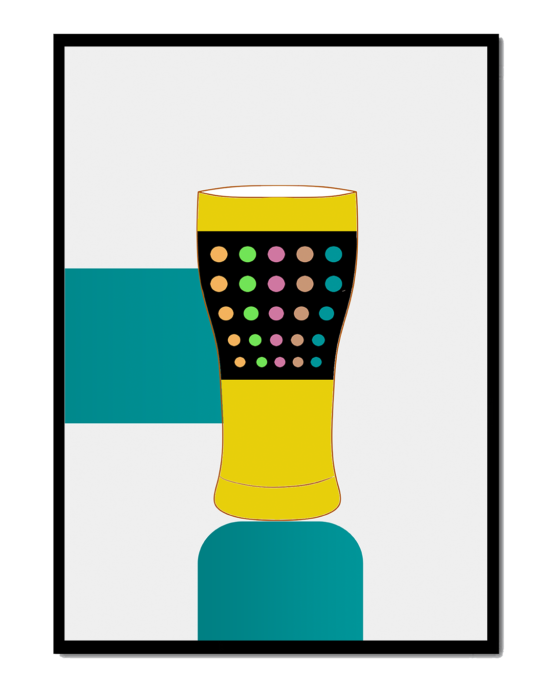 Colorful abstract illustration of a pint glass with dotted pattern