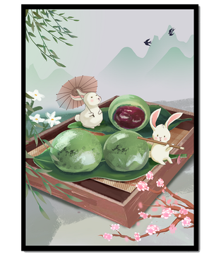 Charming Hasen mit Mochi und Berglandschaft