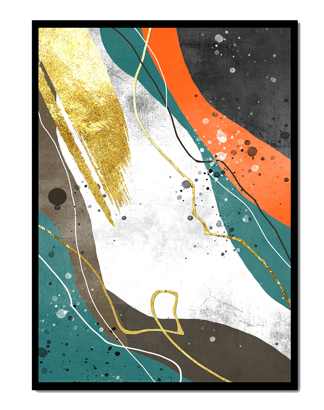 Abstract Expressionism with Gold and Vibrant Tones