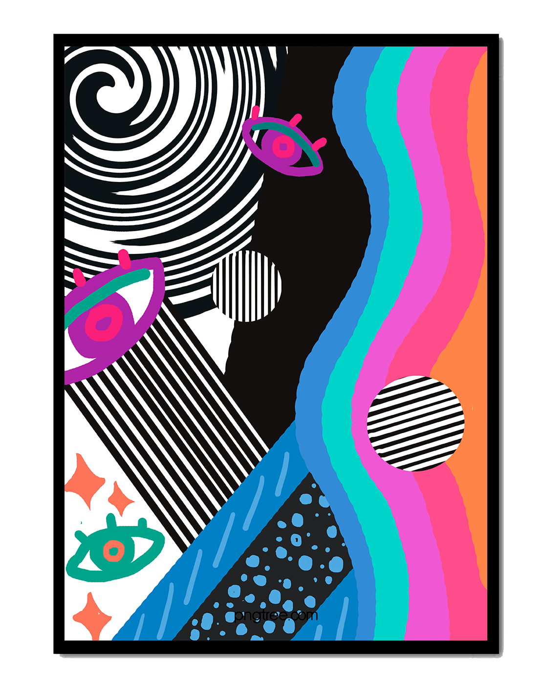 Colorful abstract art with geometric patterns and vibrant shapes