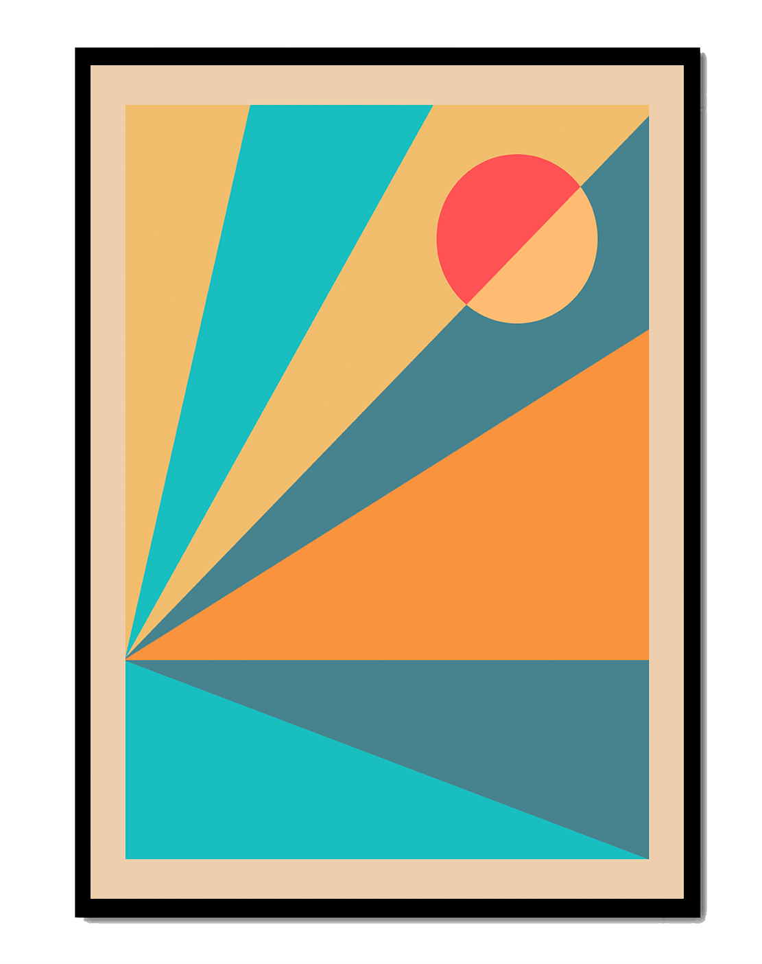 Geometric Abstract Art with Bold Colors and Circles