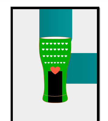 Green vase with heart pattern and minimalistic design