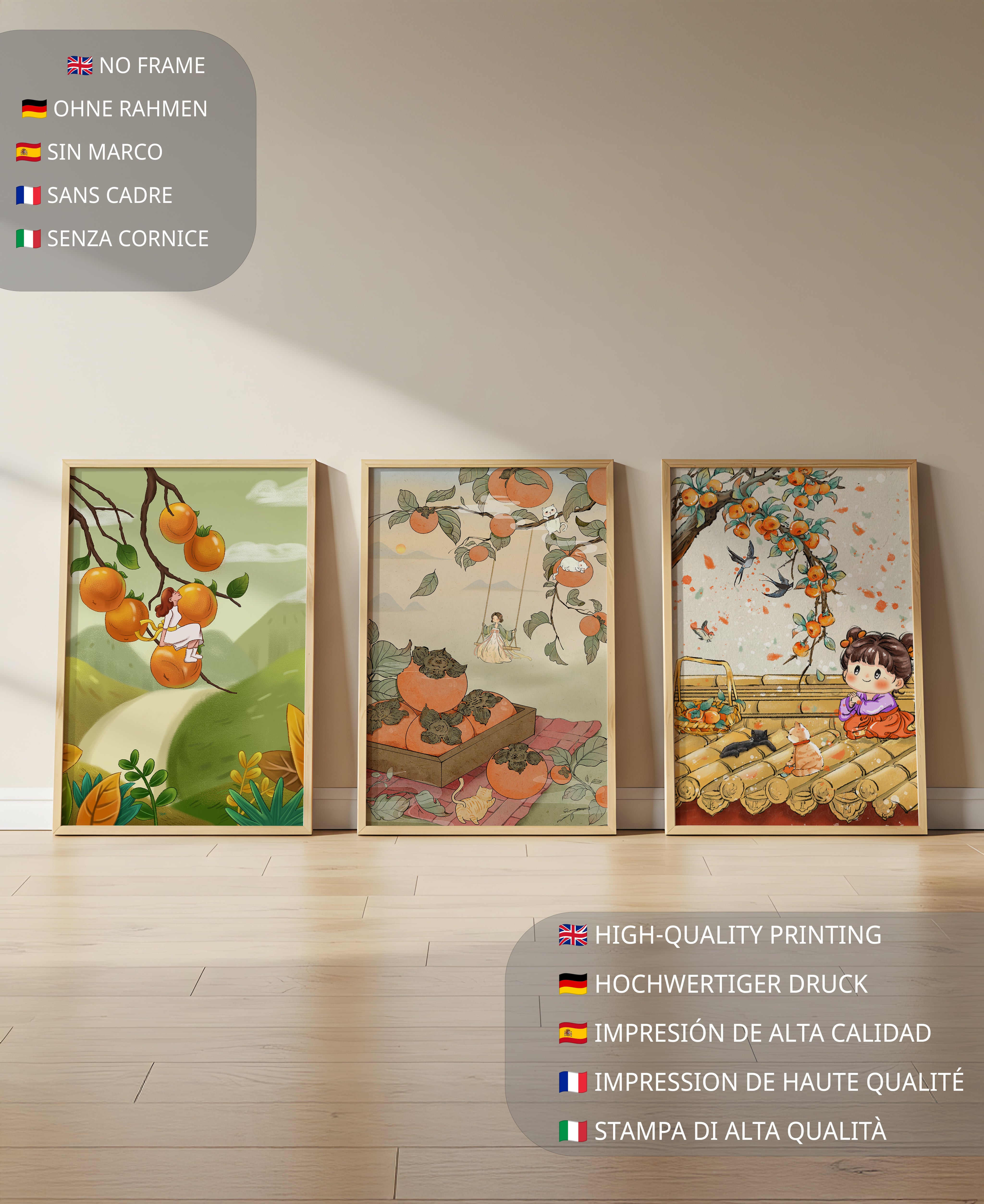 Ilustraciones De Persimmons En Lienzos Sin Marco