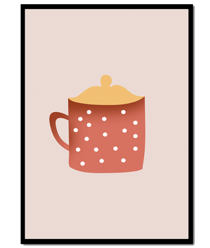Decorative polka dot mug with yellow lid illustration