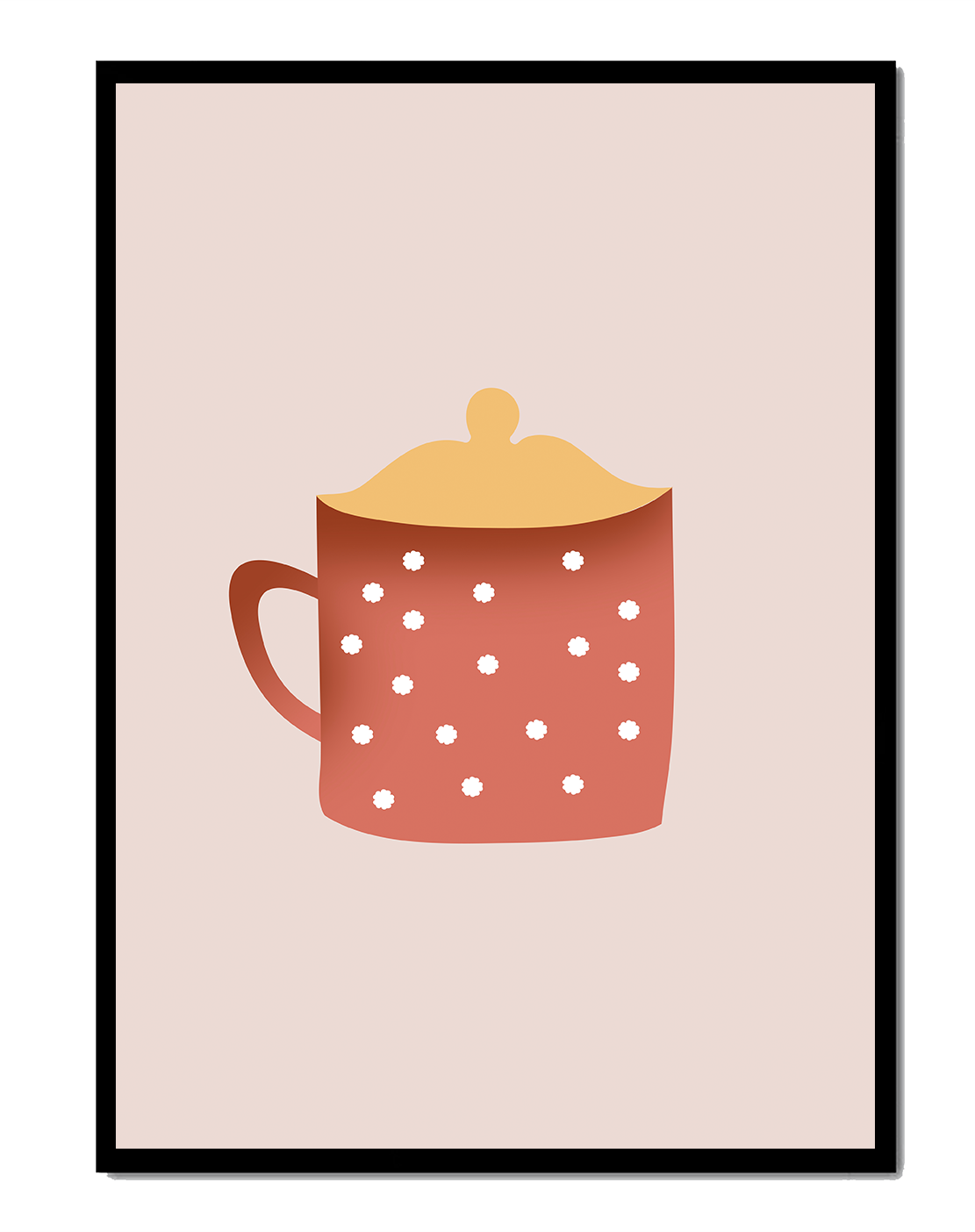 Decorative polka dot mug with yellow lid illustration