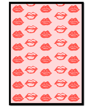 Patterned Red Lips Repeated on Pink Background - Mi tienda