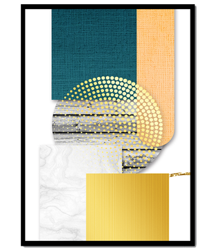 Abstraktes geometrisches Design mit Texturen und goldenen Akzenten
