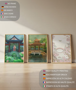 Triptyque de paysages asiatiques en impressions artistiques