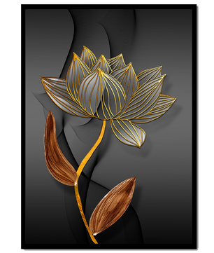 Elegant Gold Outlined Lotus On Dark Background - Mi tienda
