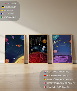 Ensemble d'Œuvres Modernes d'Espace avec Détails Dorés
