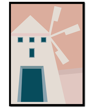 Minimalist geometric house illustration on pastel background