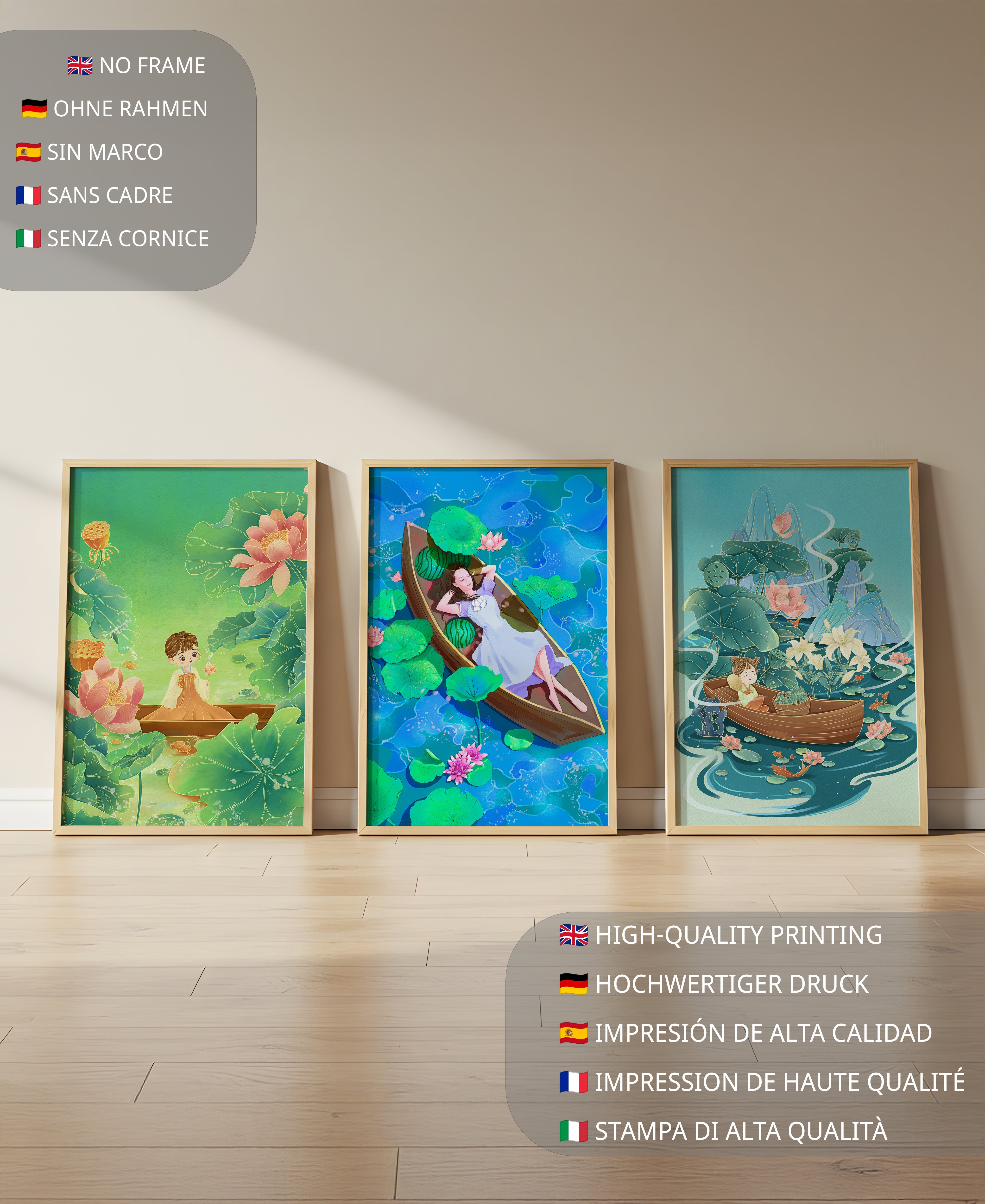 Arte De Niños En Barcos Con Flores Y Agua