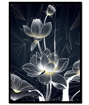 Elegant Lotus Flower Illustration with Geometric Background