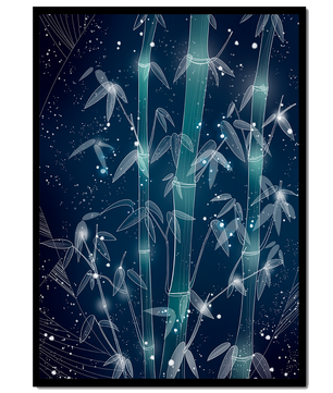 Illustration Of Bamboo With Snowfall In A Night Sky - Mi tienda