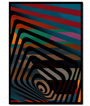Arte abstracto geométrico colorido con rayas concéntricas