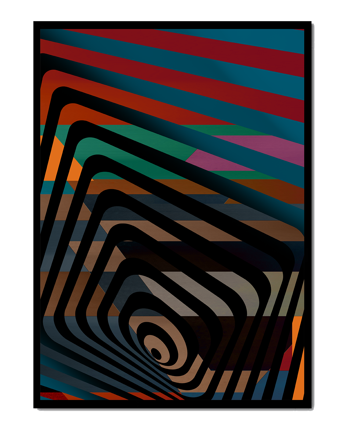 Colorful Geometric Abstract Art with Concentric Stripes
