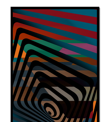 Colorful Geometric Abstract Art with Concentric Stripes