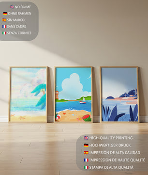 Paisajes Playeros con Colores Vivos en un Interior Moderno