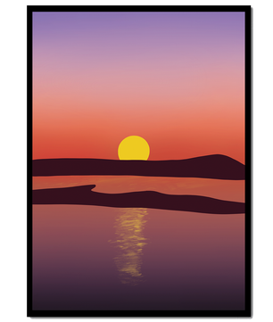 Sunset Over Tranquil Water with Vibrant Sky
