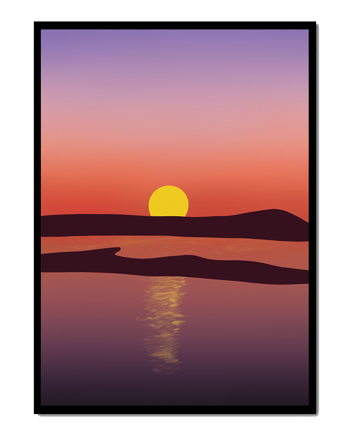 Sunset Over Tranquil Water with Vibrant Sky