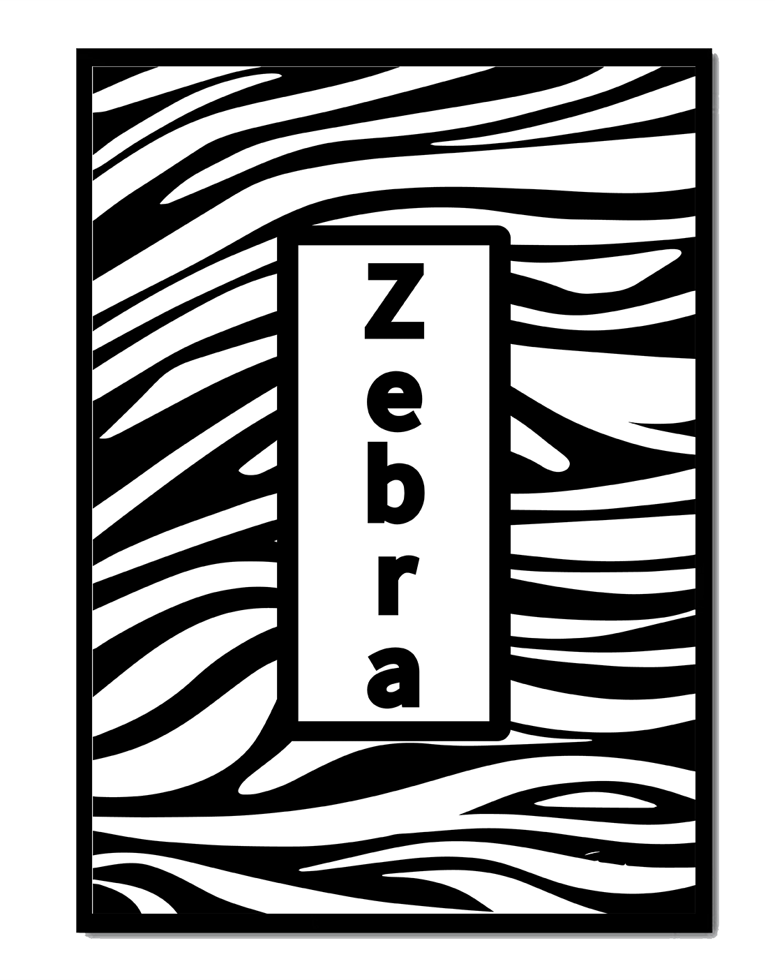 Elegant zebra print design with bold text accent