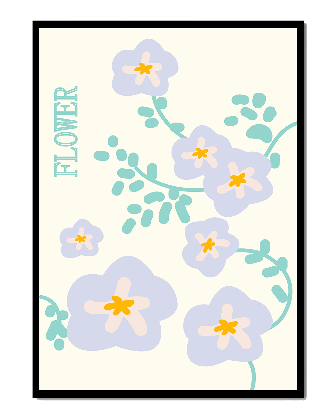 Floral design with pastel flowers and abstract leaves
