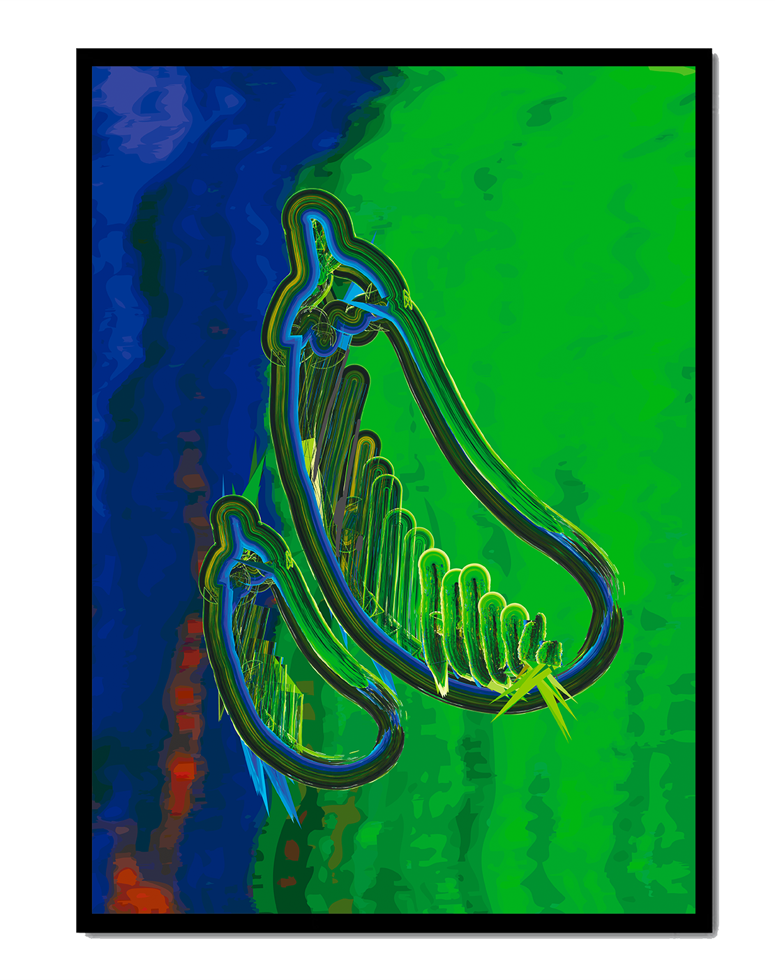 Abstract colorful artwork with vibrant shapes and lines