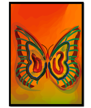 Vibrant butterfly depiction with colorful abstract background