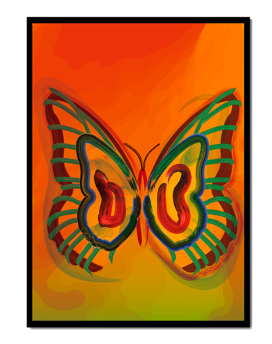 Vibrant butterfly depiction with colorful abstract background