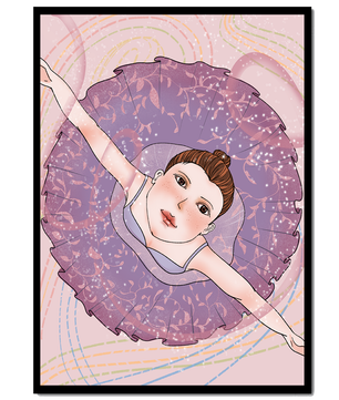 Graceful ballerina in a purple tutu with sparkling details