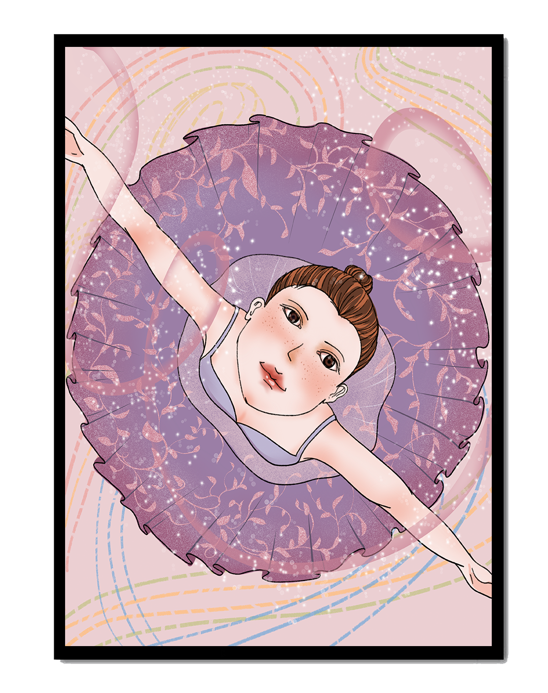 Graceful ballerina in a purple tutu with sparkling details