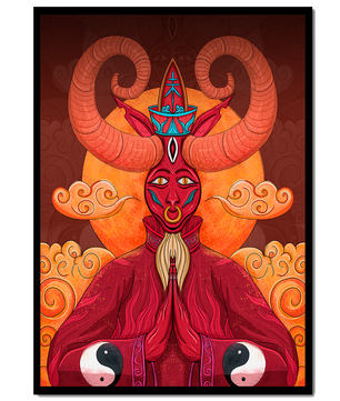 Mythical creature artwork with intricate patterns and symbolism