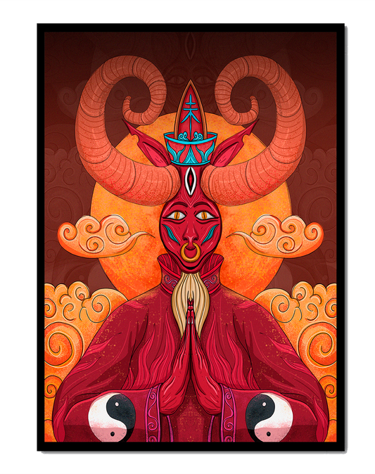 Mythical creature artwork with intricate patterns and symbolism