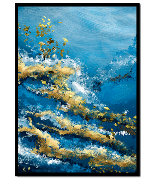 Textura abstracta en azul y dorado con patrones dinámicos