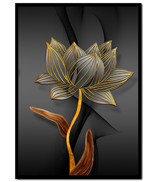 Golden Lotus Flower On Abstract Grey Background - Mi tienda