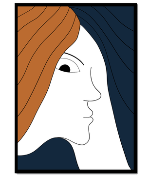 Abstract Portrait with Stylized Hair and Minimalist Design - Mi tienda