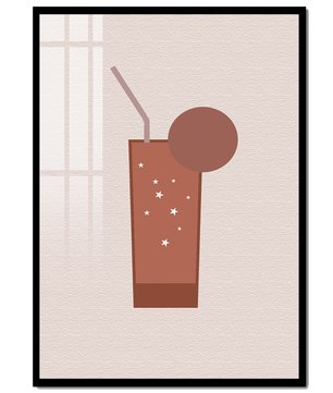 Minimalist Illustration of a Chocolate Drink with Straw and Window Background - Mi tienda
